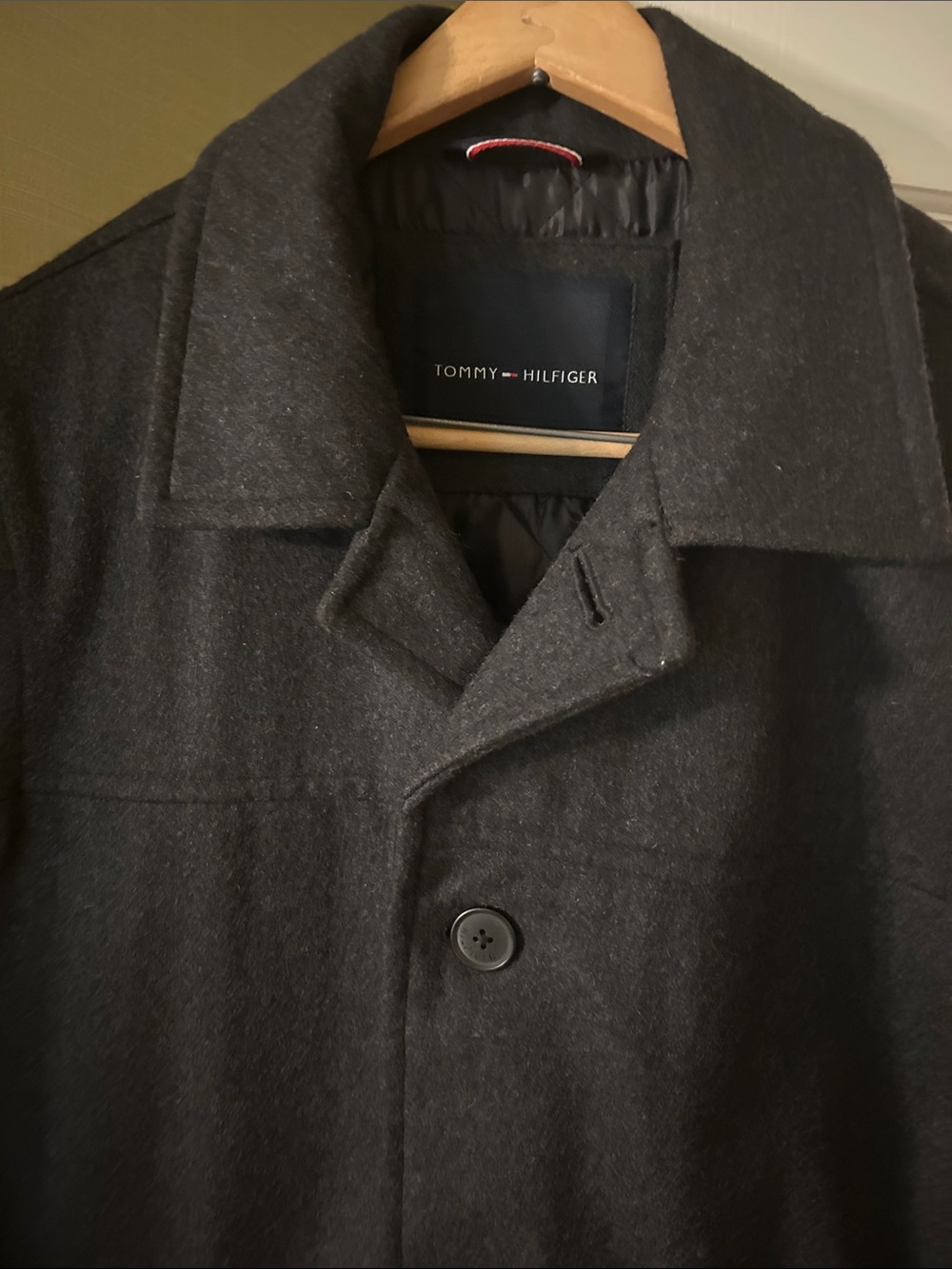 Tommy Hilfiger Men's Dark Charcoal Wool Pea Coat